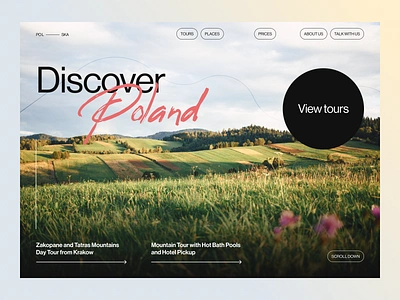 ~ discover poland – travel website ~ adventure bold clean discover poland landscape minimalistic poland quide tourism travel website ui design visual design website design