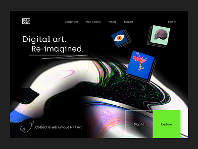 ~ digital art NFT – marketplace ~ abstract art bitcoin crypto crypto art cryptoart dark landing page marketplace nft nft marketplace nftart nfts token ui ux visual web design website website design