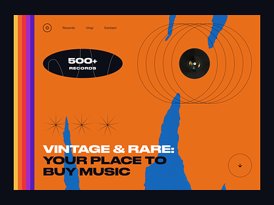 ~ vintage record store website ~ abstract blue landing page music music art music website orange record record store retro shop ui ui design ux vintage vinyl web web design webdesign website concept