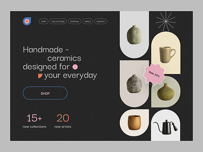 ~ handmade ceramics website ~ aesthetics ceramics clean handmade kettle landing page minimal minimalist pottery product product design ui ui ux ux vase web design website design