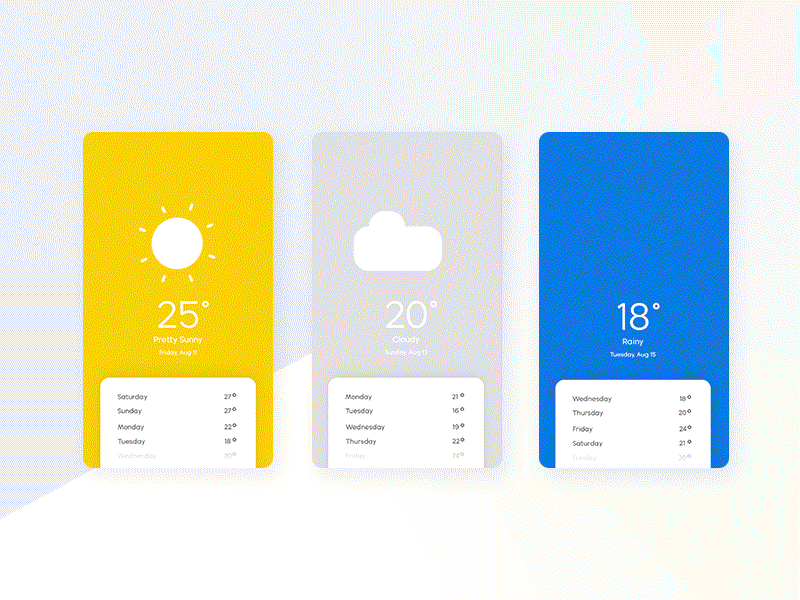 Weather App animation app clean concept minimal mobile smooth ui ux weather