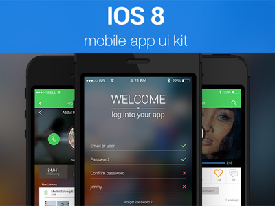 Ios 8 Mobileapp Kit 8 app ios kit mobile uiux
