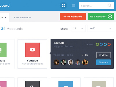 Dashboard UPDATE app design login members proxima nova teams ui user interface