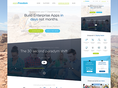 AppsFreedom Re-design apps clean flat homepage simple ui ux video web