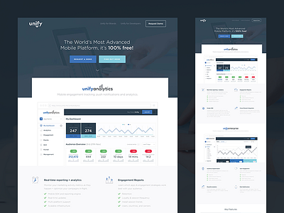 Unify Landing Page. analytics app clean dashboard flat landing page simple ui ux web