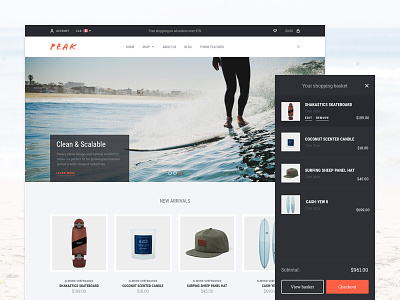 Peak theme clean design e commerce minimal shop theme ui