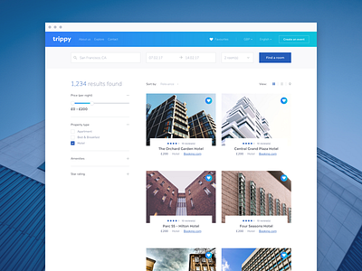 Results grid clean design fresh gradient ui ux web