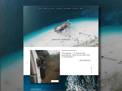 Memorabilia composition full width holidays landing pictures stories trip ui ux vacation website z index