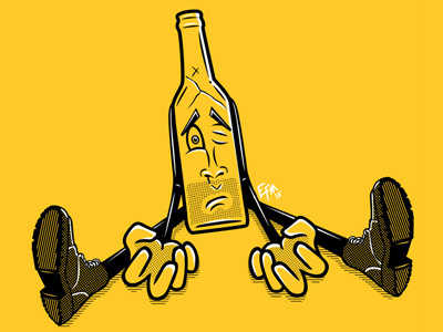 Drunk Bottle character graphicdesign illustration vector