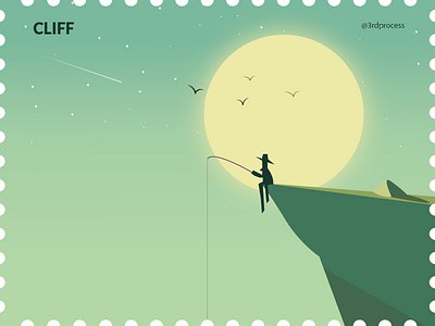 Cliff - Day14 100dayschallenge 100daysofillustration cliff cliffs design flat illustration illustrator moon night night moon simple simpleillustration vector