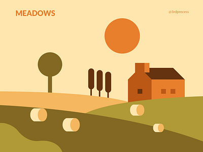 Meadows 100dayschallenge 100daysofillustration design flat green hill hill house house illustration illustrator meadows nature photoshop scenic vector