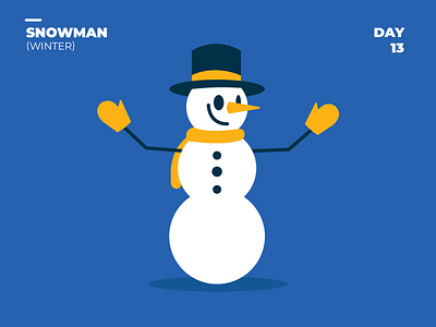 Snowman - Winter 100dayschallenge 100daysofillustration animation art day13 design flat illustration illustrator simple simpleillustration snow snowman vector winter