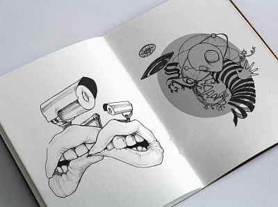 Sketchbook #1 alien artwork cctv design drawing drawingart futurism geometic illustration weird