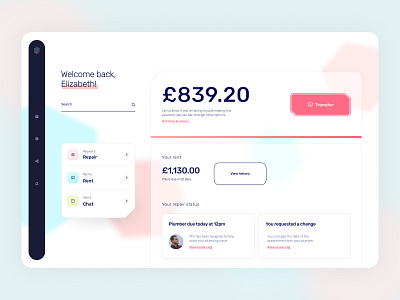 Dashboard Clarion App blue branding clean ui dashboad dashboard ui design geometic hexagon minimal pastel pink product design simple design typography ui userinterface ux web web app