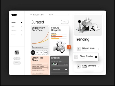 Brutalism Dashboard UI Data Visualisation app black white branding brutalism dashboad dashboard ui design geometic illustration material minimal minimalism orange product design simple design typography ui userinterface ux web