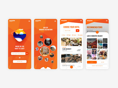 Easy Jet App Interaction animation app app ui branding clean design geometic icon illustration interaction material menu design minimal orange product design simple design social app typography ui ui ux