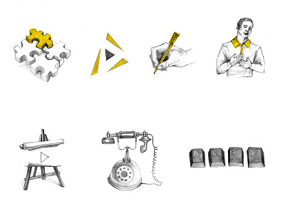 Hand drawn web icons animation app branding design hover icon icons set illustration web yellow