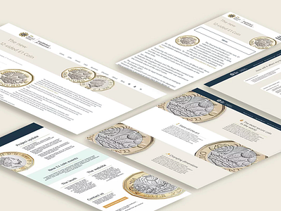 The New £1 coin web + email branding coin design email geometic gold simple design typography ui ux web white