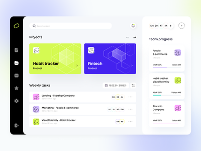 Projectager - Web app arounda business concept figma geometry glass icon illustration interface manager planning product design progress saas startup statistic task ui ux web