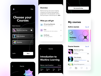Sparkly Platform - Mobile app arounda business cards concept course education figma geometry glass gradient icon illustration interface mobile product design saas startup statistic ui ux