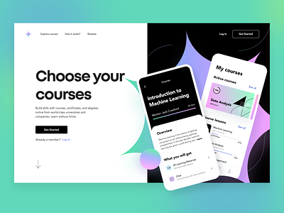 Sparkly Platform - Landing page arounda business cards concept course education figma geometry glass gradient icon illustration interface landing product design saas startup statistic ui ux