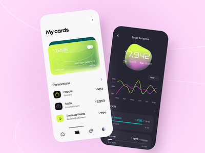 Limebank - Mobile app arounda balance banking business concept figma finance fintech glassmorphism gradient graph interface mobile payment product design saas startup transaction ui ux