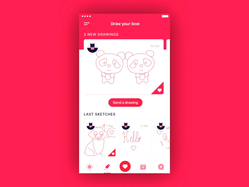 Crush — hearts flown ❤️ app crush cute graphic design heart interface mobile red romain sentenac ui ux