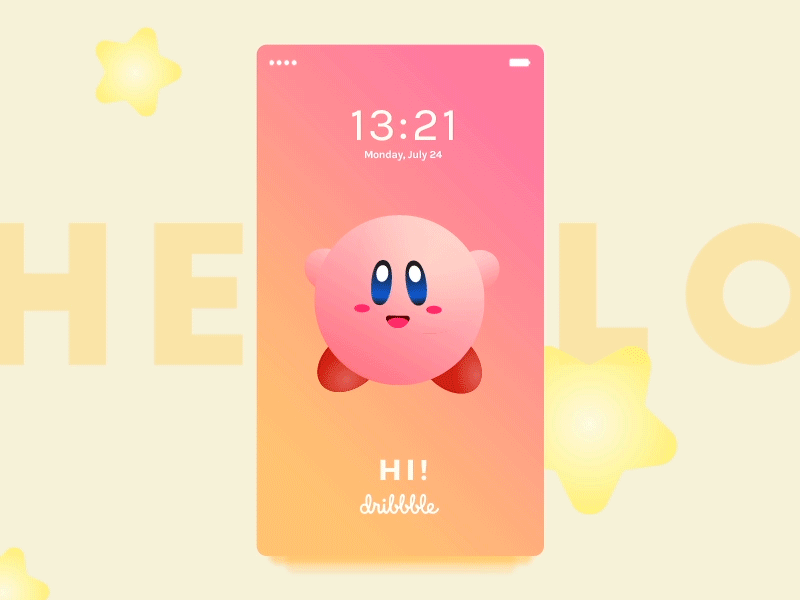 The egg hatched! 🐣 egg gradient illustration ios kirby launchscreen mobile motion pink ui ux