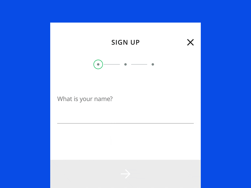 Sign up single focus flat input field minimal mobile password password entry progress register registration sign up ui ux