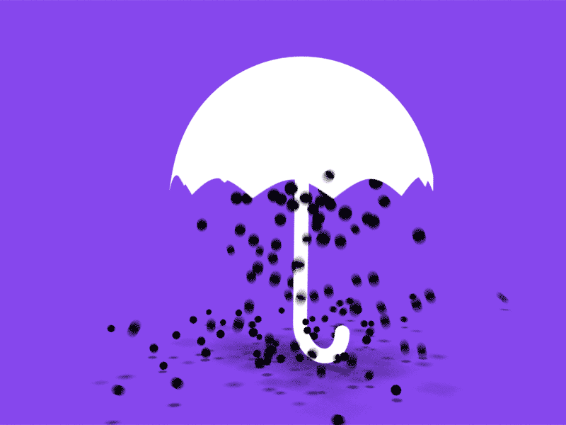 Karma retribution 3d animation flat umbrella loop purple rain