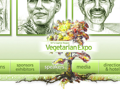 Vegetarian Expo buttons design illustration tree vegetarian website