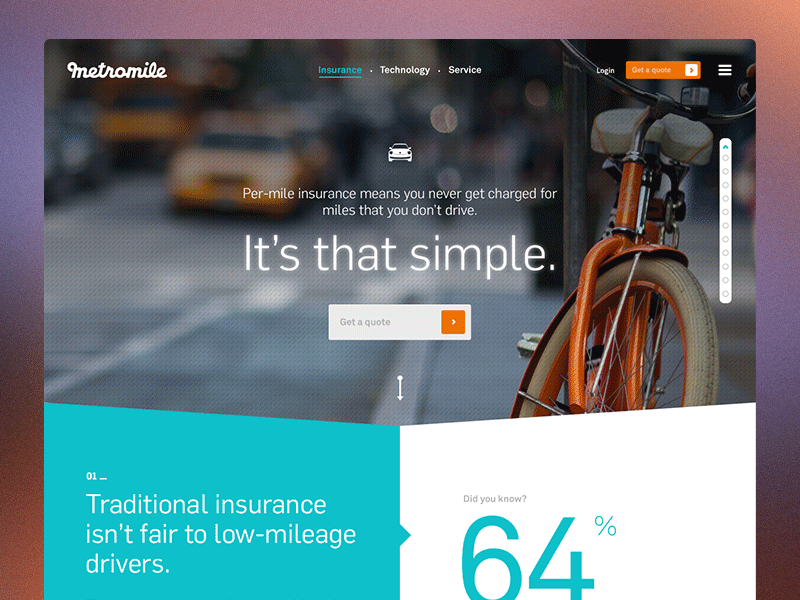 Metromile Three pillars insurance metromile responsive rwd ui ux web design