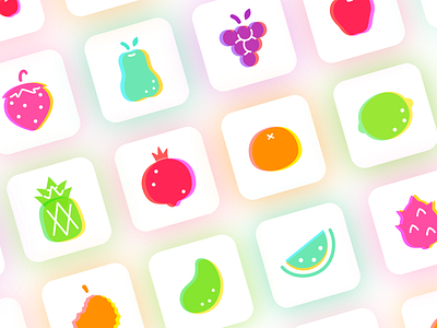 Fruit icons cartoon colorful fresh fruit icon illustration lovely ui ux