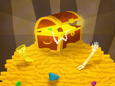 Treasure Chest cave gems gold illustration jewels kids illustration pirate pirates treasure treasure chest