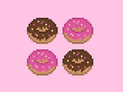 8-Bit Donut Icons 8 bit design donut food icon illustration lolax pixel sweet vector