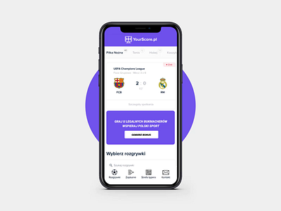 YourScore.pl UX/UI Design animated gif animation app bet betting design flow gameplay games matches mobile app design play product design score scores ui ux