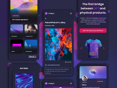 Uniqly – the way to conect NFTs with physical world cryptocurrency design information minimal nft ui ux