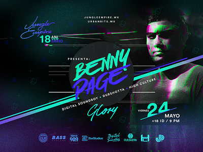 Benny Page - Drum & Bass flyer design drum and bass electronic music event artwork event branding flyer artwork flyer designs