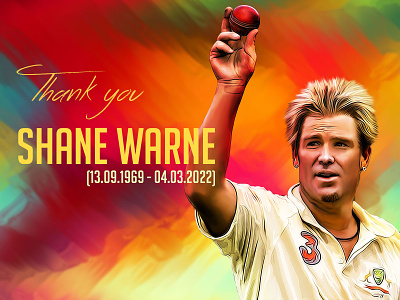 Shane Warne (Australian Cricketer) australia branding cricketer digital painting illustration india photoshop typography