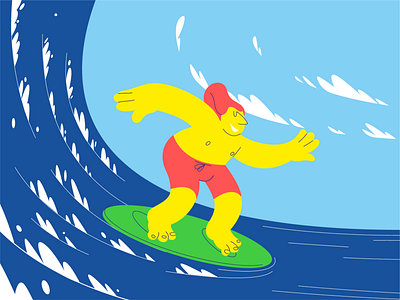 Surfman Surfin' illustration vector