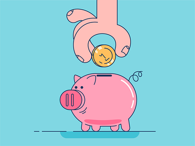 Pigster Bankster illustration piggy bank savings simple vector