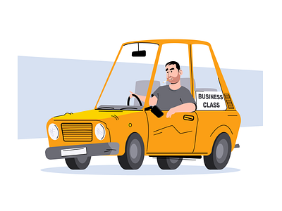 Business class car cheap illustration taxi vector yellow