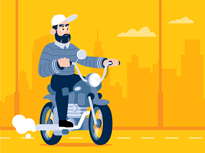 Ridin' illustration motorcycle vector yellow
