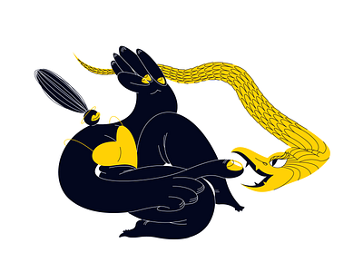 DTIYS battle black girl illustration simple snake struggle vector woman yellow