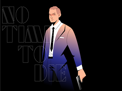 No Time To Die agent black bond character daniel craig film gun illustration james bond movie no time to die noire pistol poster spy suit uk vector