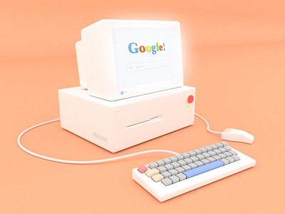 Old Computer 3d c4d cinema4d clay render computer google keyboard light model modelling clay monitor mouse old render retro tech