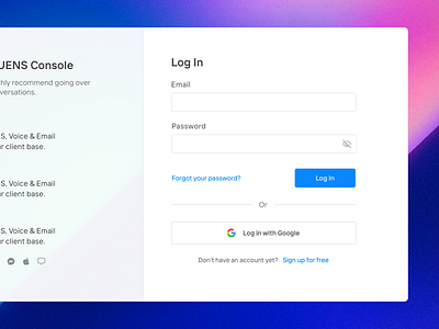 Login & account creation button cpaas dashboard design system form login register registration saas sign in sign up text input ui ux