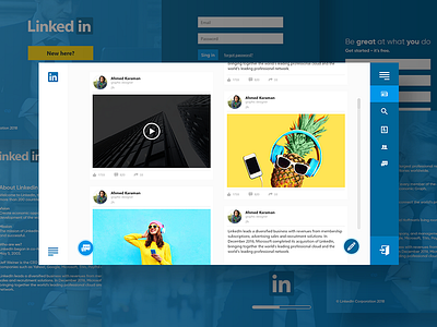Linked In Home page blue clean linkedin solid ui ux web design xd