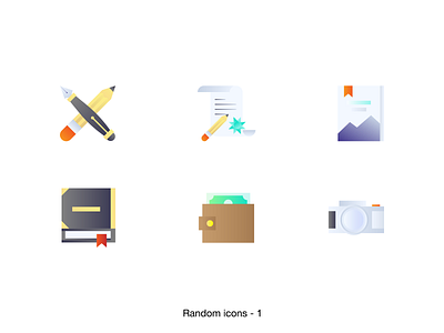 Random icons app book camera color colorful golden ratio icons icons set logo money pen wallet