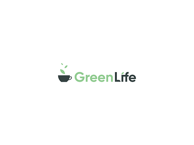 GreenLife logo brand branding cartoon concept creative cub cup of tea green healthy inspiration life logo nature nutration tea typography